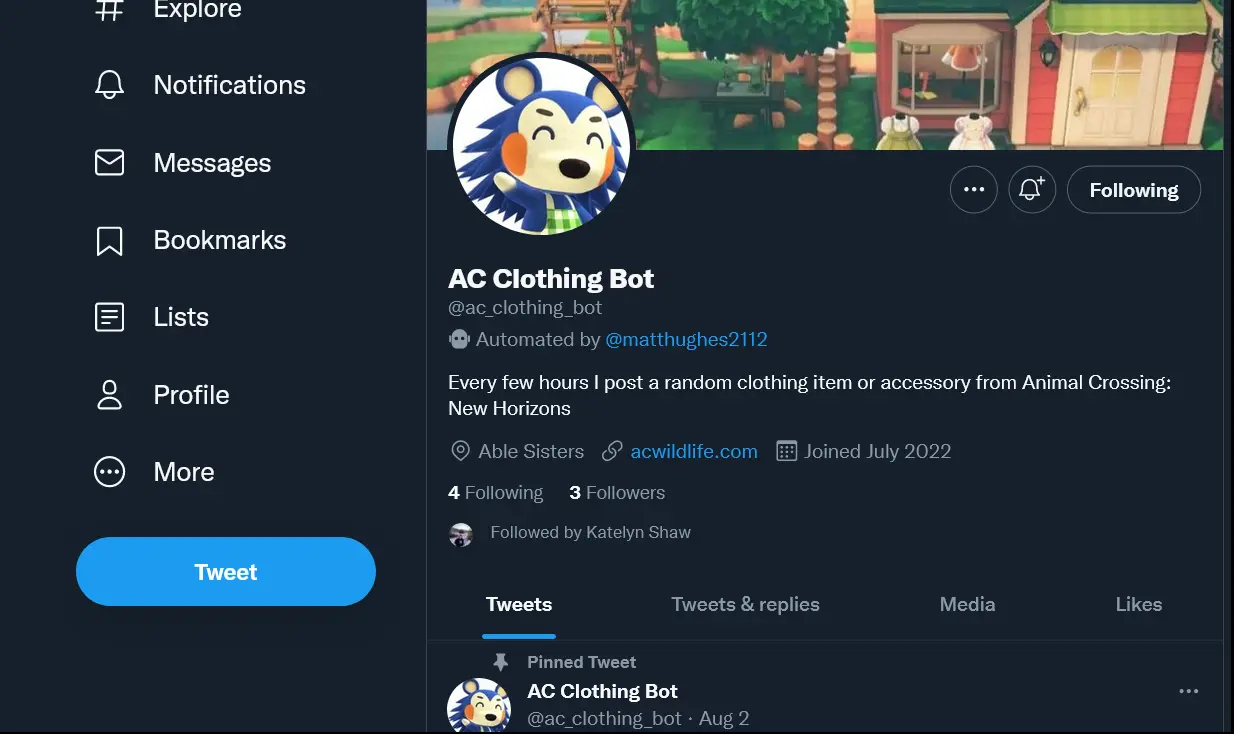 Animal Crossing Twitter Bot